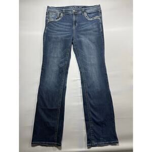 Grace In LA Women's Embellished Pockets P-Straight Blue Jeans Sz 17 (35x32) READ